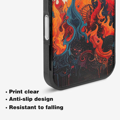 iPhone 16 Case — Flame Burst Black Red Ink Flame, Custom Phone Case