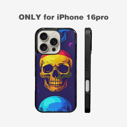 iPhone 16 Pro Case — Pride Flag Skulls Seamless Pattern Vibrant, Custom Print Case Cover