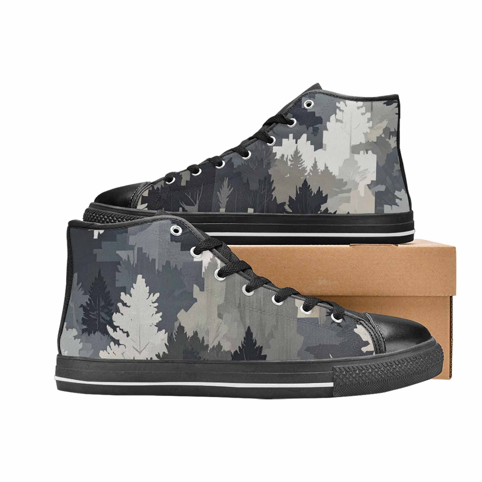 WOMEN'S Military Camouflage Blotch High Top Canvas Grunge Custom Sneakers