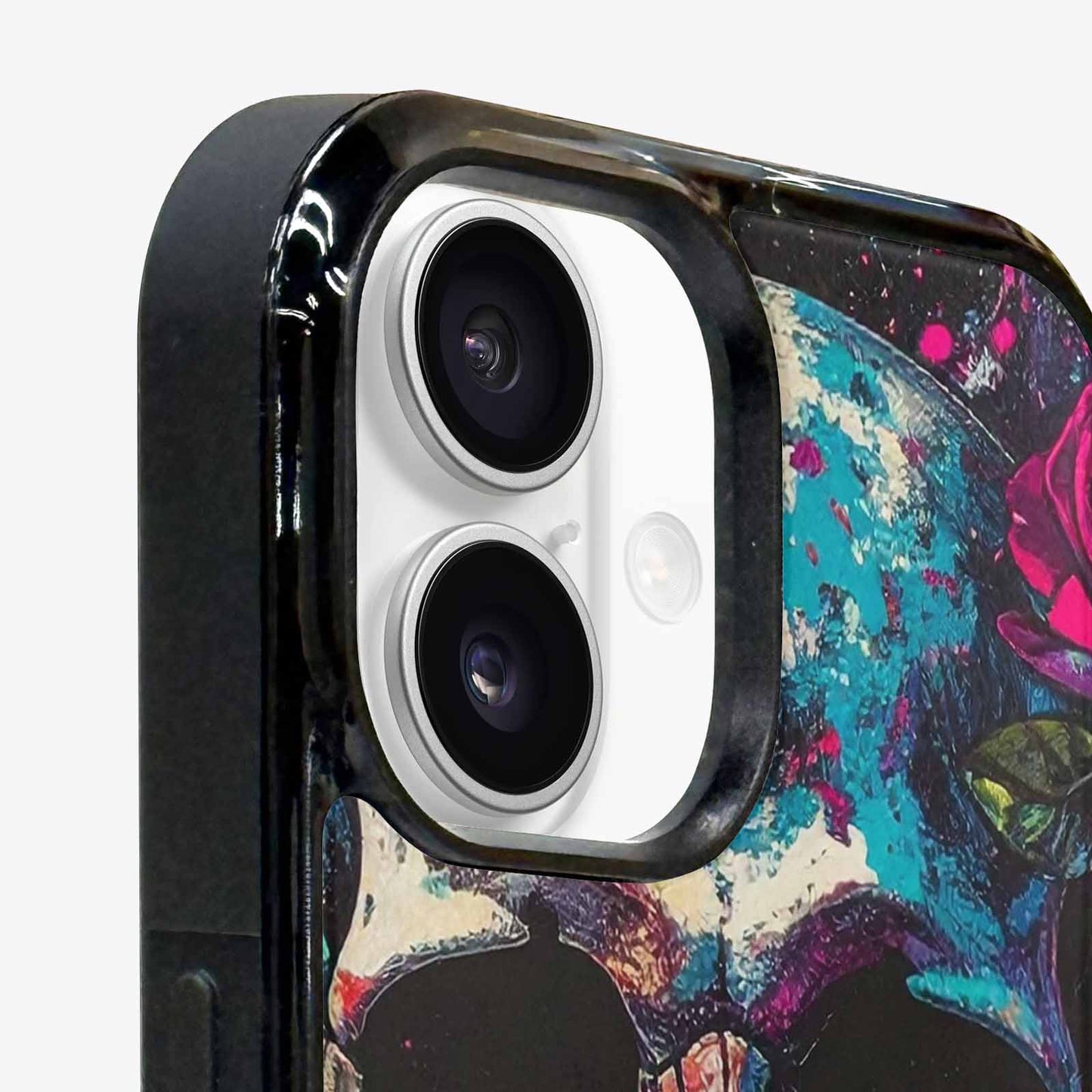 iPhone 16 Case — Skulls Roses Acid Wash Custom, Original Design Phone Case