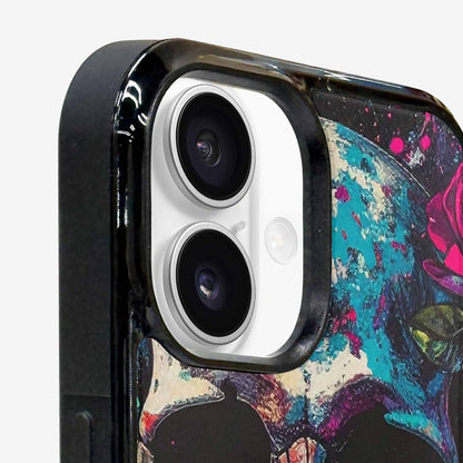 iPhone 16 Case — Skulls Roses Acid Wash Custom, Original Design Phone Case