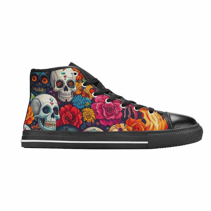 WOMEN'S Skull High Top Canvas Grunge Sneakers
