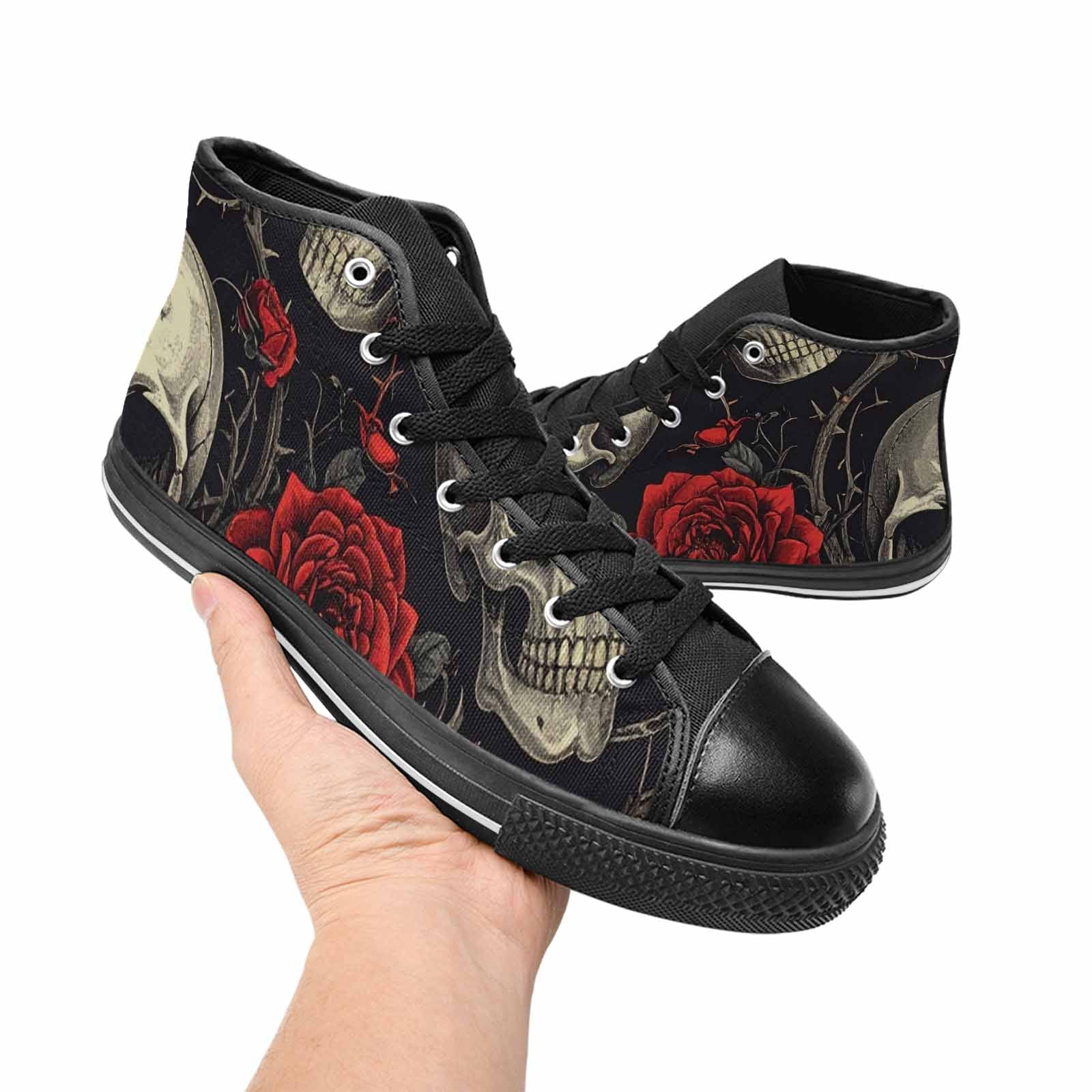 WOMEN'S Gothic Skulls Roses High Top Canvas Y2K Shoes