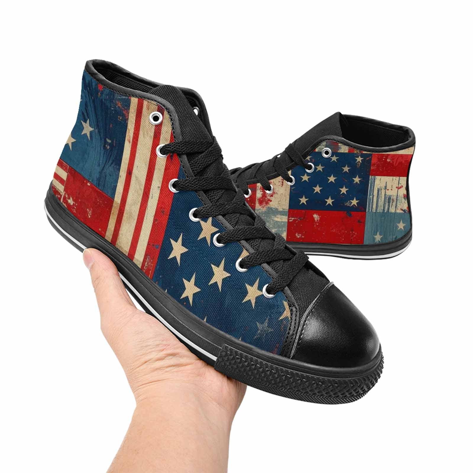 MEN'S American Flag Stars High Top Canvas Grunge Sneakers