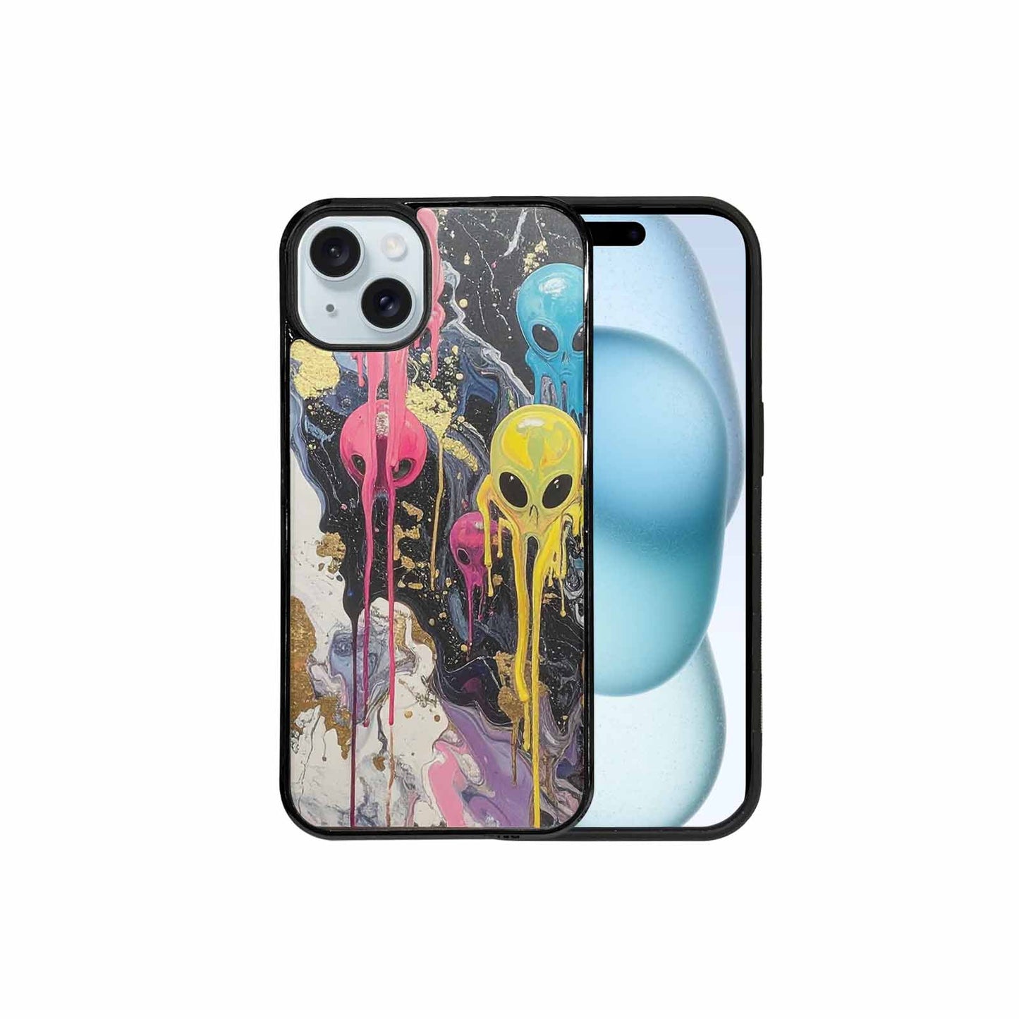 iPhone 15 Plus Case — Aliens Marblemelting Aliens Pa Mif, Unique Phone Case Design