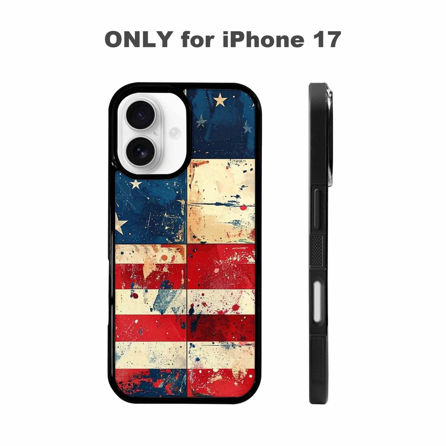 iPhone 17 Case — Small American Flag Stars Galaxy Space, Custom Printed Phone Case