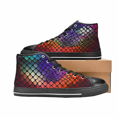 WOMEN'S Dark Snake Print High Top Canvas Cottagecore Custom Shoes