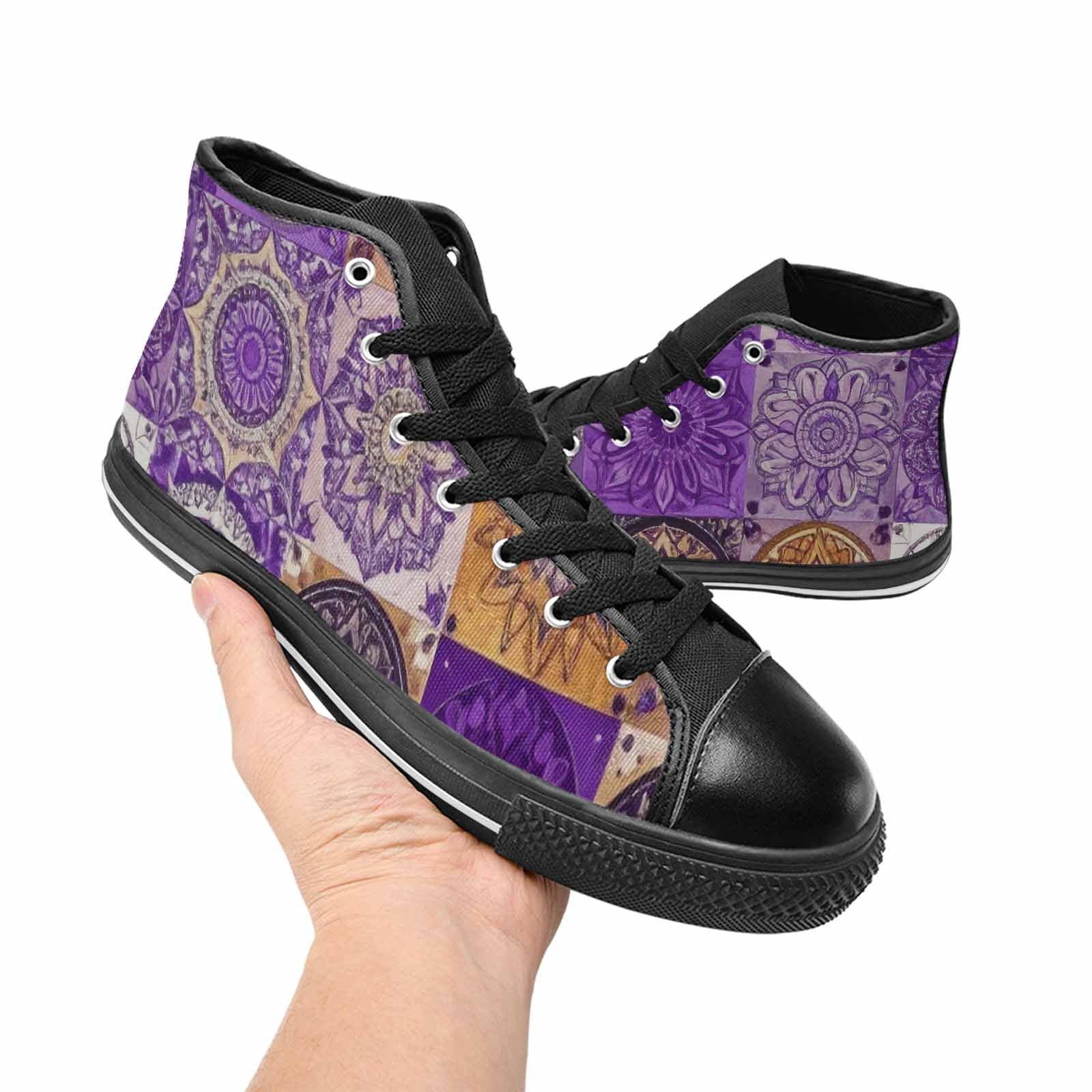 WOMEN'S Mandala High Top Canvas Vibrant Chaos Custom Sneakers