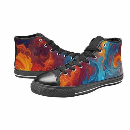 WOMEN'S Fire Flame High Top Canvas Dark Academia Custom Sneakers