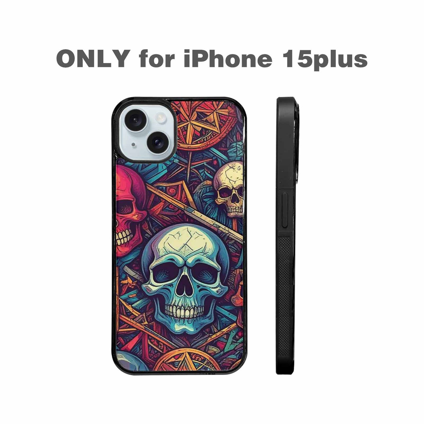 iPhone 15 Plus Case — Sacred Geometry Lots Of Skulls Seamless, Custom Art Phone Cover
