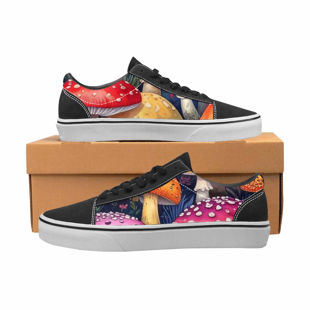 WOMEN'S Mushrooms Lace-Up Canvas Melting Art Sneakers