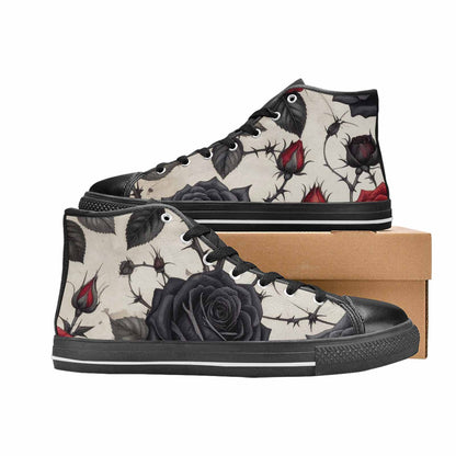 MEN'S Black Gothic Rose High Top Canvas Cottagecore Shoes
