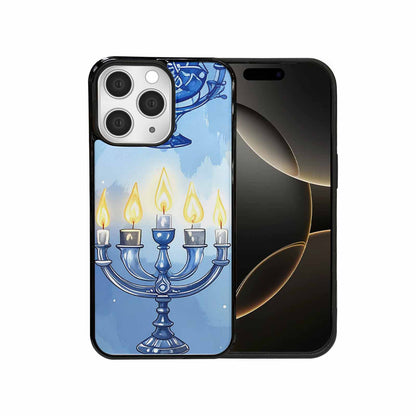 iPhone 15 Pro Max Case — Hanukkah Menorah Pattern Seamless Repeat Jewish, Custom Print Case Cover