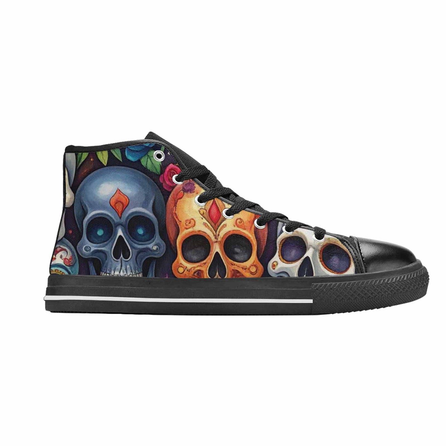 WOMEN'S Skull High Top Canvas Surreal Custom Shoes