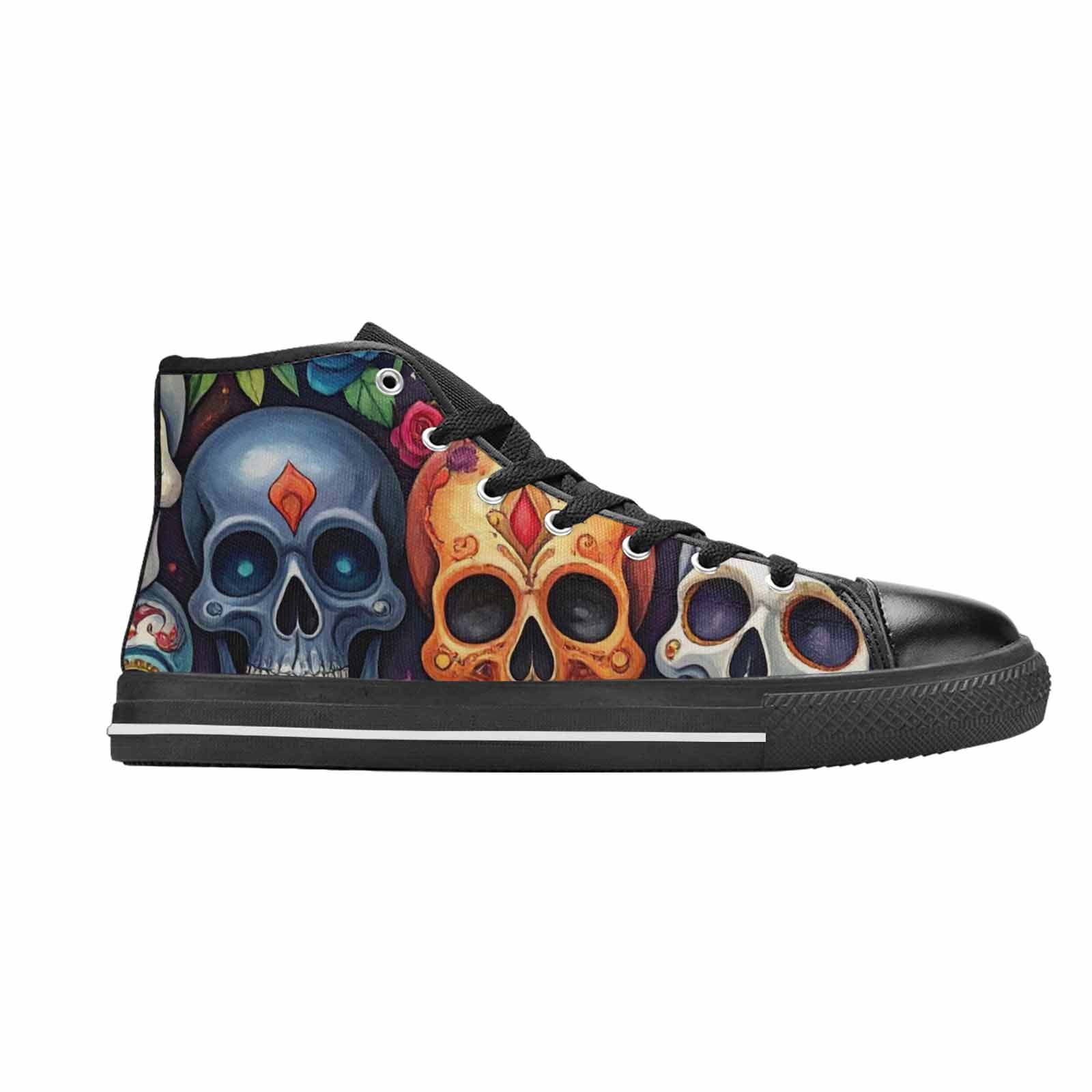 WOMEN'S Skull High Top Canvas Surreal Custom Shoes