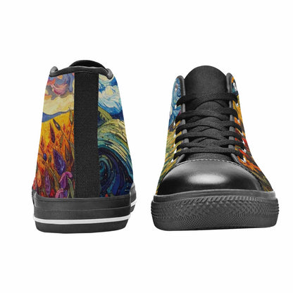 MEN'S Van Gogh-Style Swirl High Top Canvas Surreal Sneakers