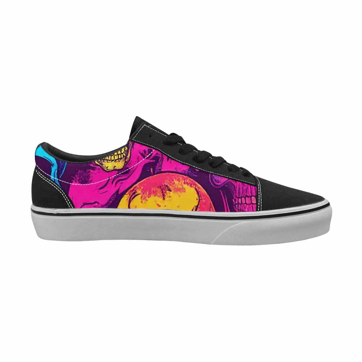 WOMEN'S Tie Dye Skulls Print Canvas Lace-Up Wallpaper Art Sneakers