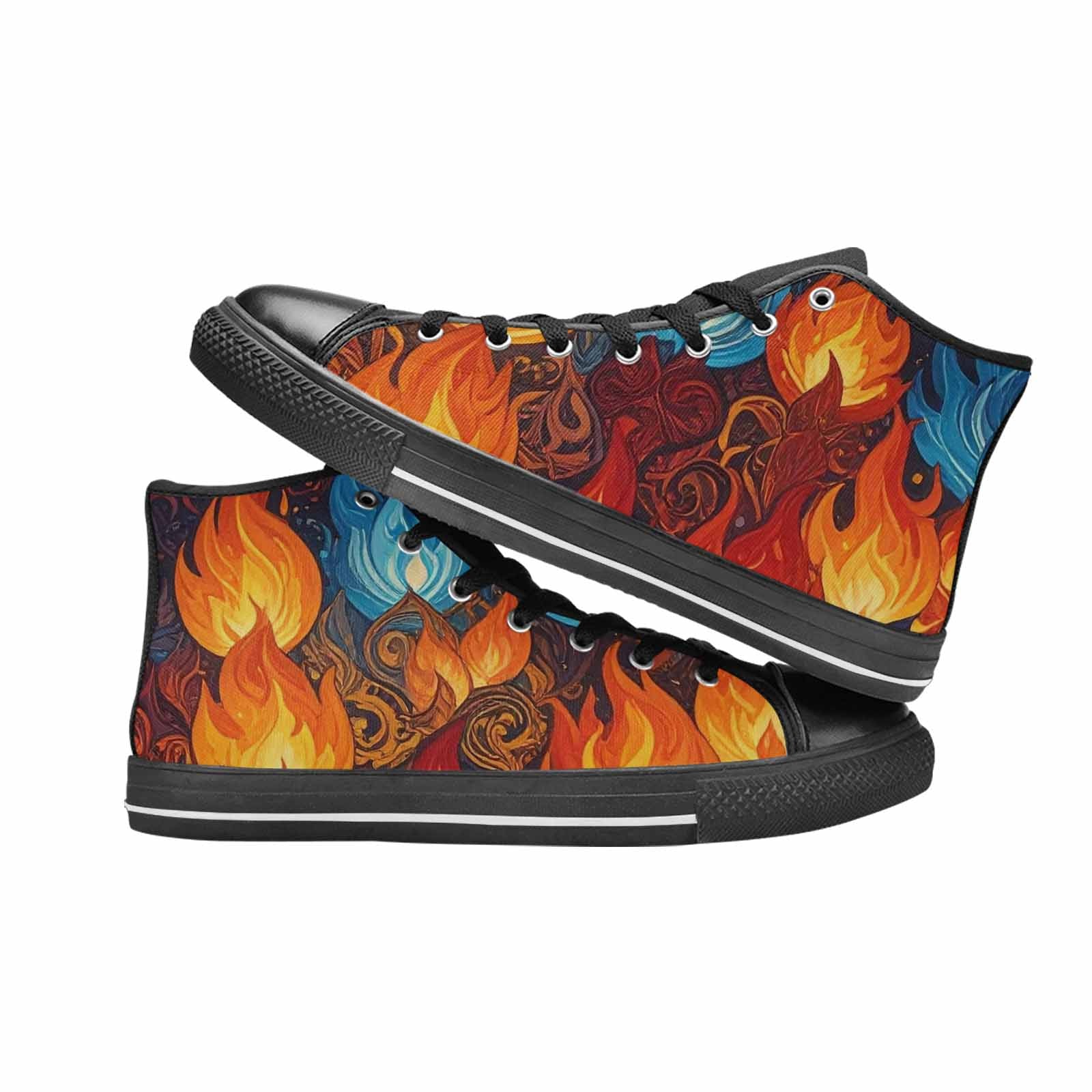 MEN'S Fire Flame High Top Canvas Cottagecore Sneakers