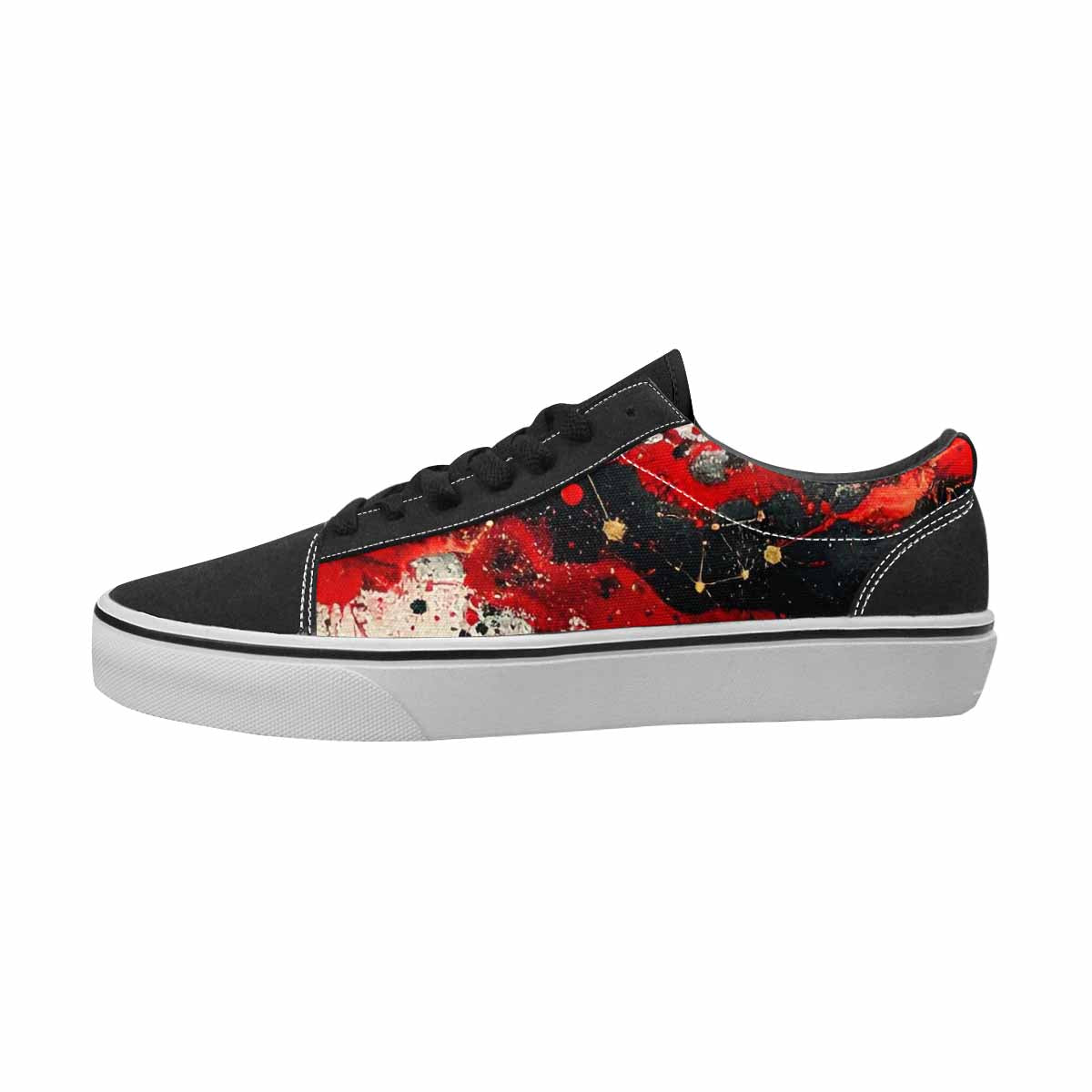 WOMEN'S Zodiac Black & Red Ink Canvas Unique Print Vibrant Chaos Custom Printed Shoes