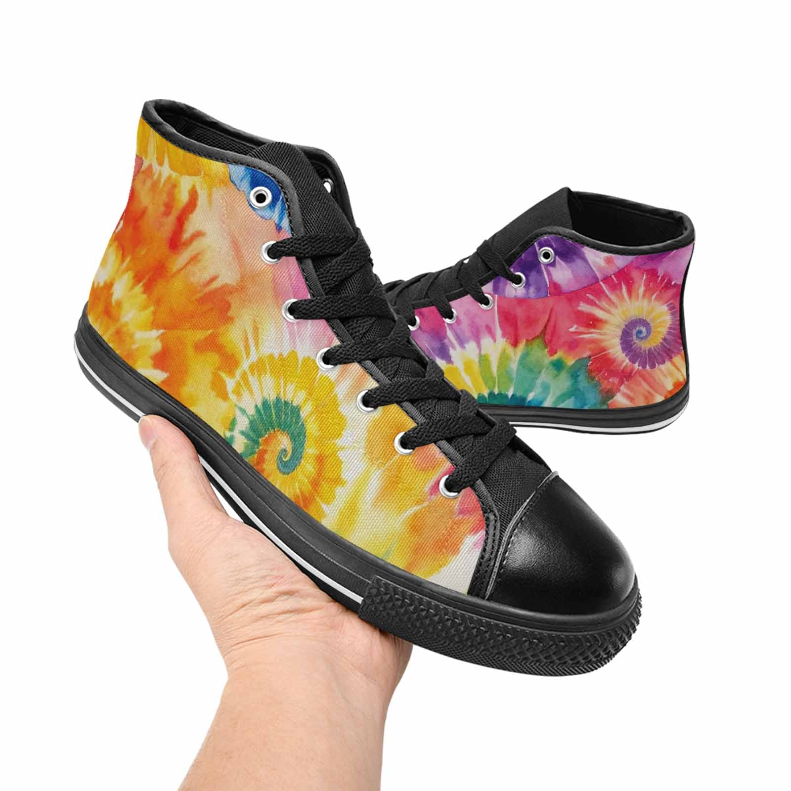 MEN'S Tie Dye Swirl High Top Canvas Neon Fantasy Custom Shoes