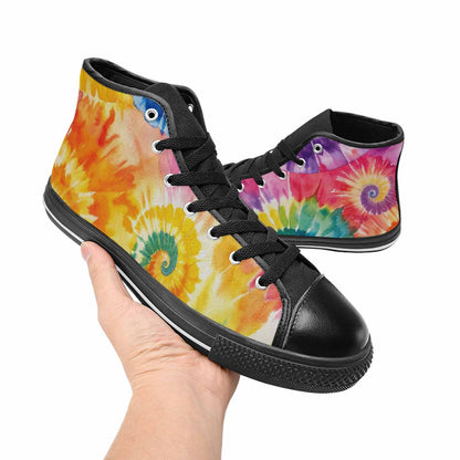 MEN'S Tie Dye Swirl High Top Canvas Neon Fantasy Custom Shoes