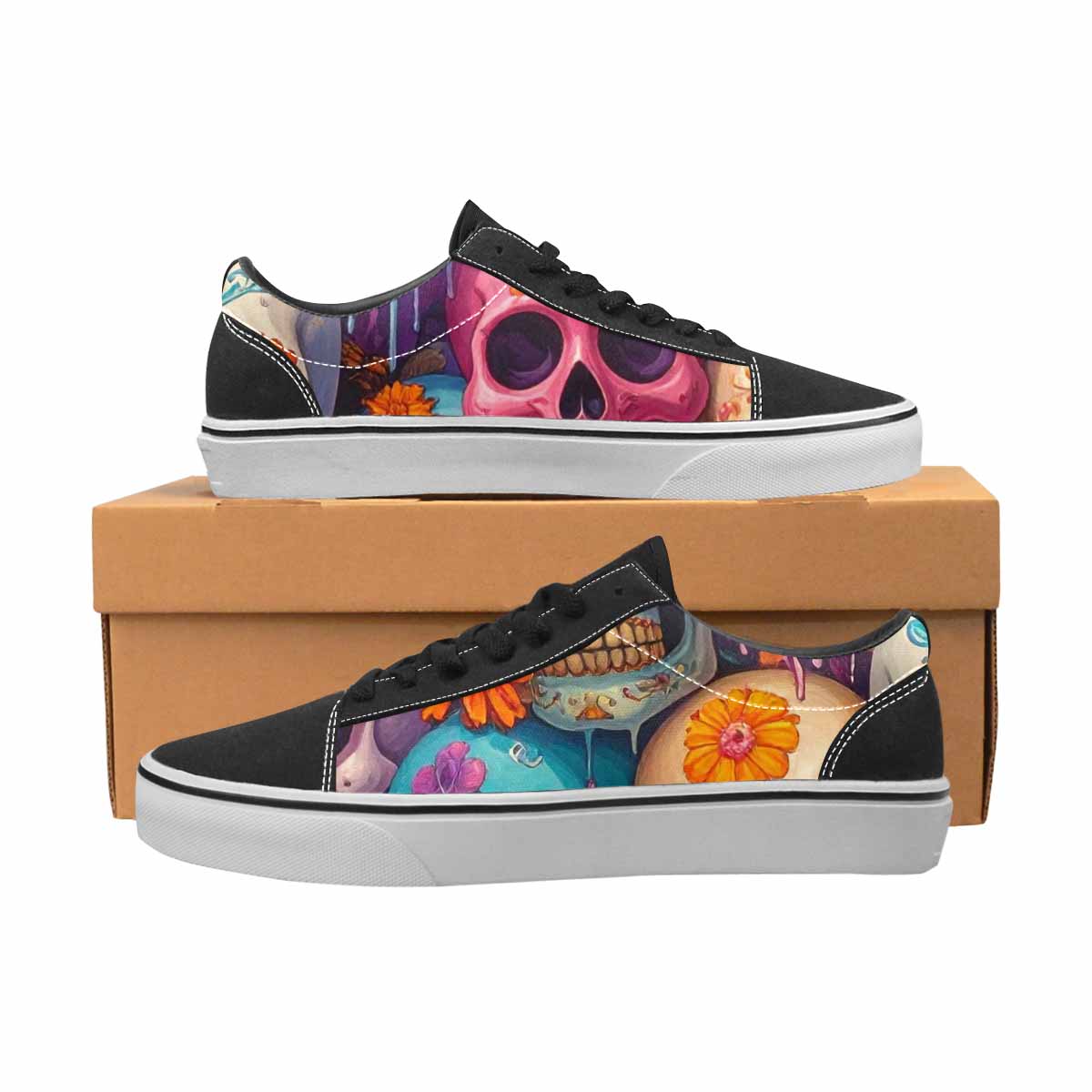 WOMEN'S Sugar Skulls Melting Sugar Lace-Up Canvas Y2K Shoes