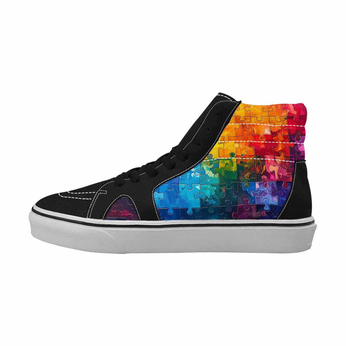 MEN'S Autism Puzzle Pieces High Top Canvas Vibrant Chaos Sneakers