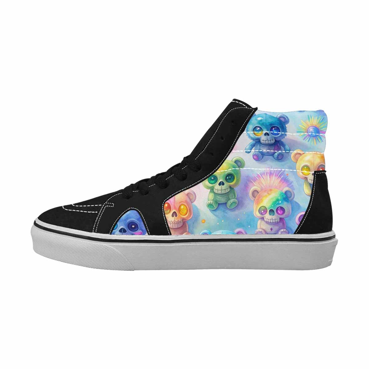 MEN'S Rainbow Teddy Skeletons Eye High Top Canvas Cottagecore Sneakers