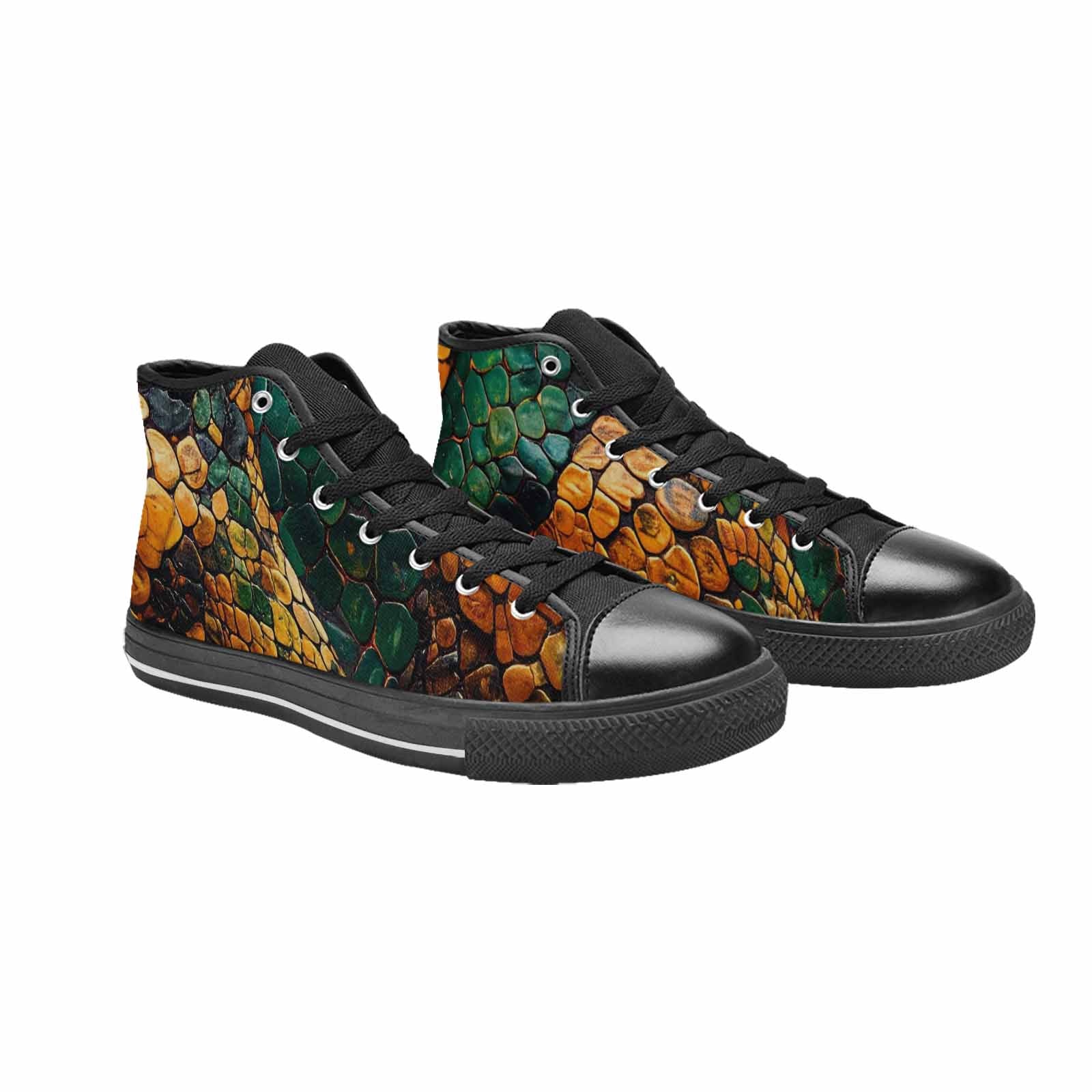 MEN'S Snake Skin Reptile High Top Canvas Cottagecore Custom Sneakers