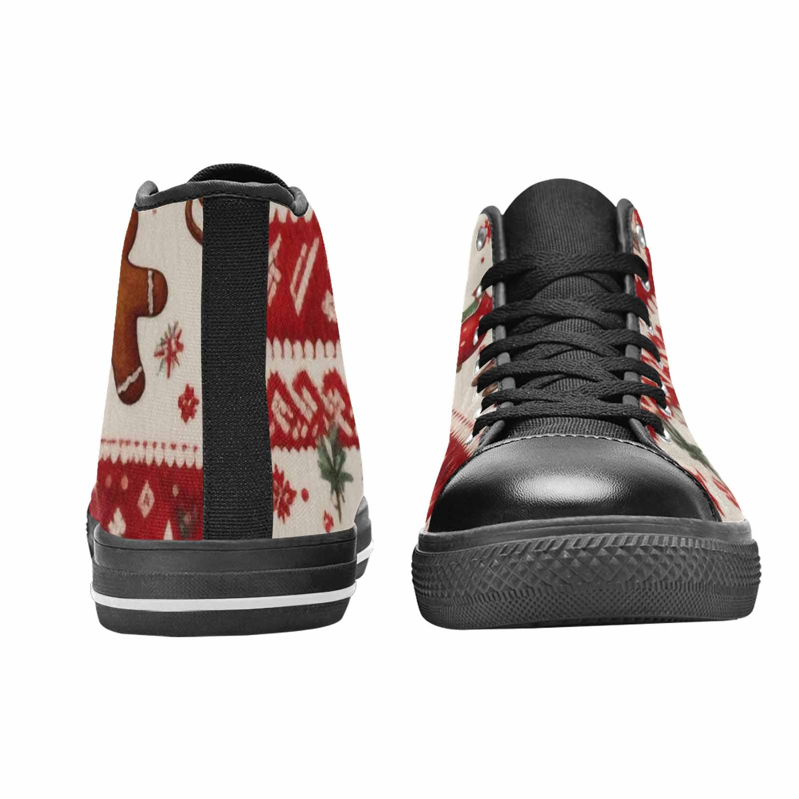 WOMEN'S Christmas Holly Snowflake High Top Canvas Vibrant Chaos Custom Shoes