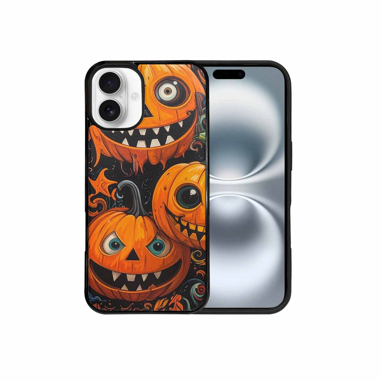 iPhone 16 Plus Case — Cartoon Pumpkin Monster, Unique Phone Case Design