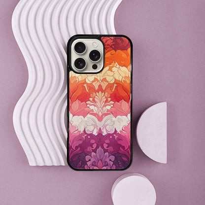 iPhone 16 Pro Max Case — Lesbian Flag Color Theme Small Rainbow, Custom Made Phone Cover