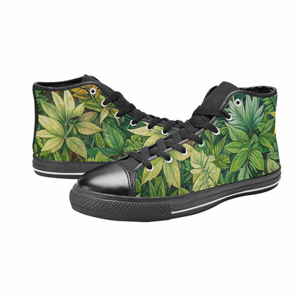 MEN'S Seven-Point Palmate Leaf High Top Canvas Grunge Sneakers