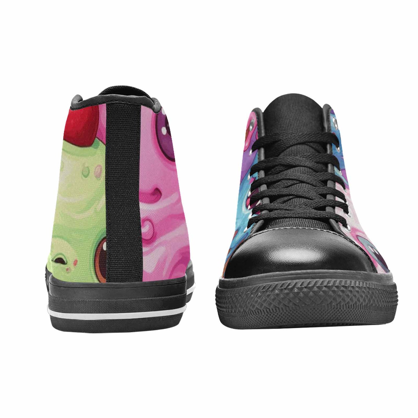 WOMEN'S Melting Icecream Monster Cherry High Top Canvas Neon Fantasy Shoes