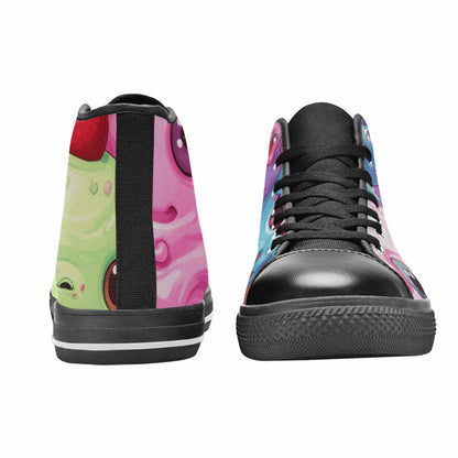 WOMEN'S Melting Icecream Monster Cherry High Top Canvas Neon Fantasy Shoes