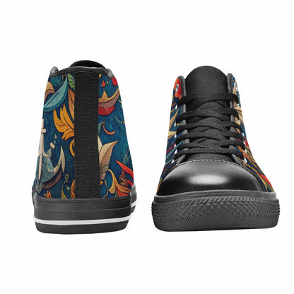WOMEN'S Old School Tattoo High Top Canvas Dark Academia Sneakers