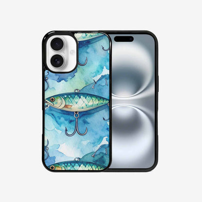 iPhone 16 Case — Fishing Lure And Hook Pattern Seamless, Custom Printed Phone Case