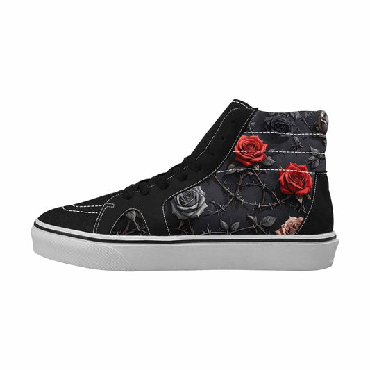 WOMEN'S Black Gothic Rose High Top Canvas Grunge Sneakers