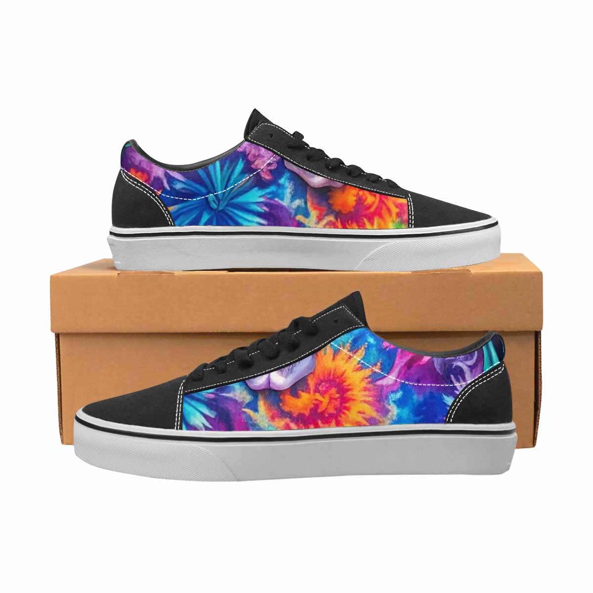 MEN'S Tie Dye Skulls Print Canvas Lace-Up Y2K Custom Sneakers