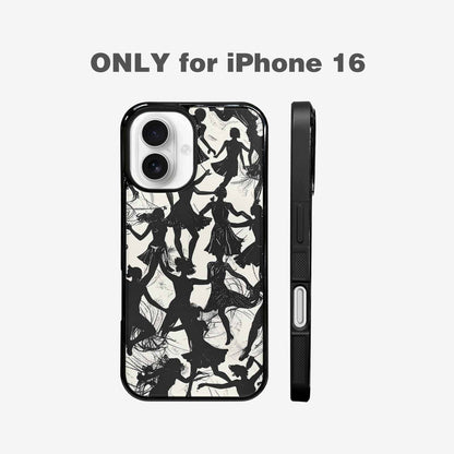 iPhone 16 Case — Bold Dancing Figure Line Art Pattern, Custom Designed Case Cover
