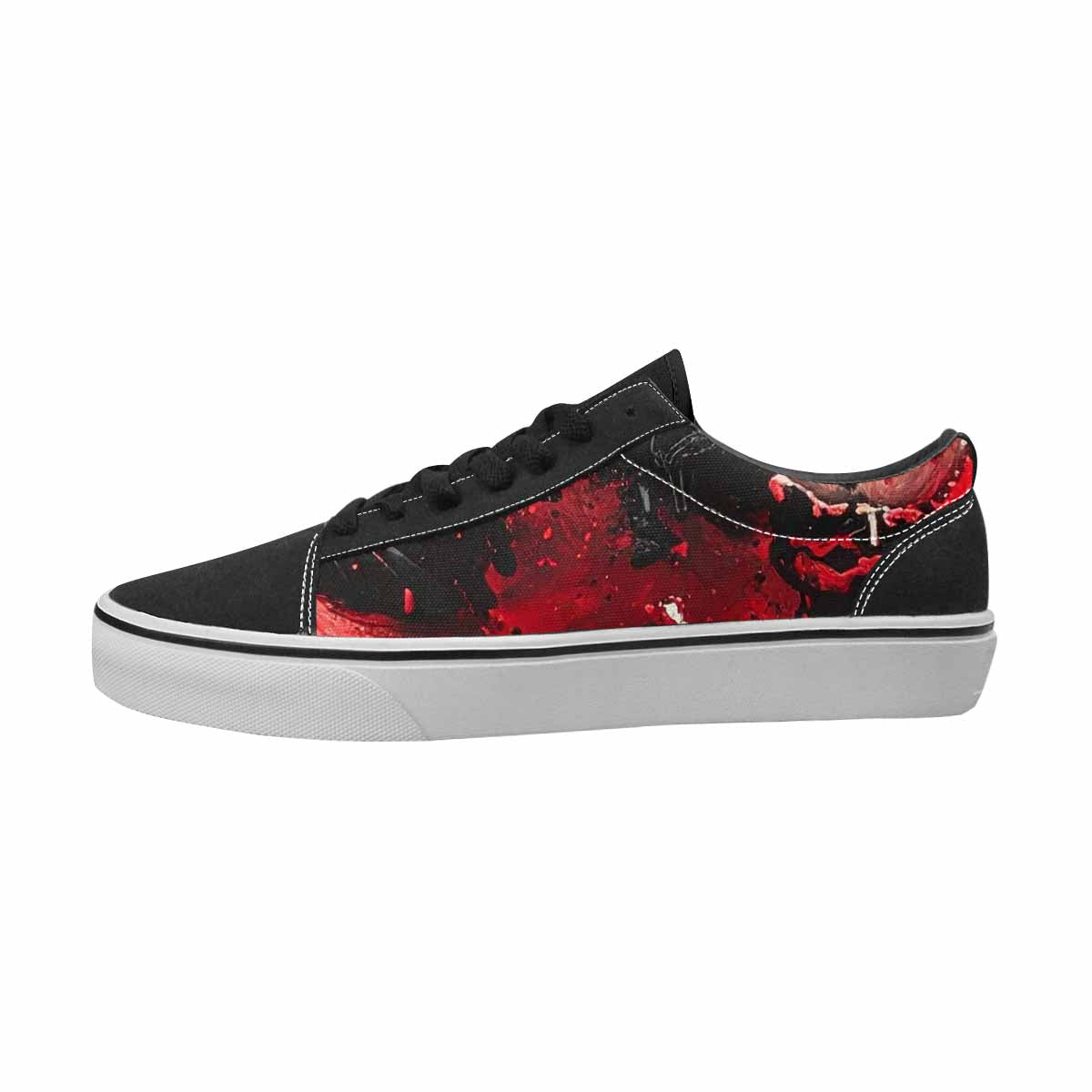MEN'S Ice Cream Black & Red Ink Canvas Original Design Surreal Custom Streetwear Shoes