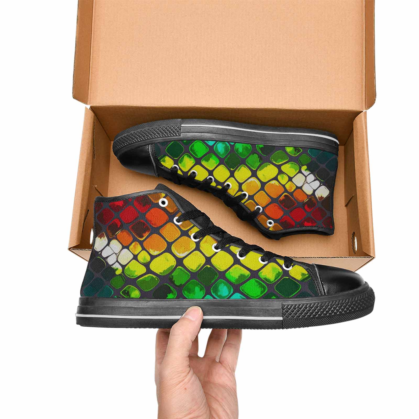 WOMEN'S Dark Snake Print High Top Canvas Surreal Custom Shoes