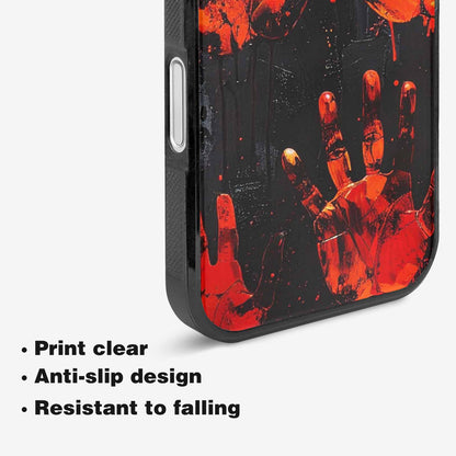 iPhone 16 Case — Splatter Paint Art Hand Prints Black, Unique Phone Case Design