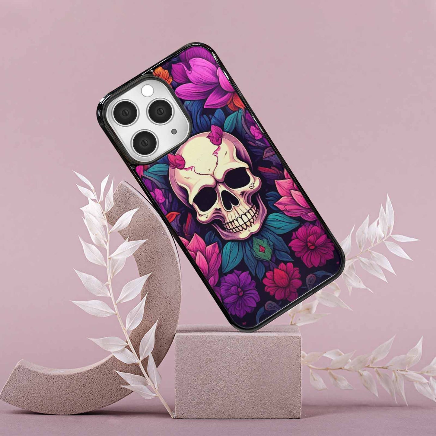 iPhone 15 Pro Max Case — Lotus Many Hundreds Of Skulls Art, Custom Made Phone Cover
