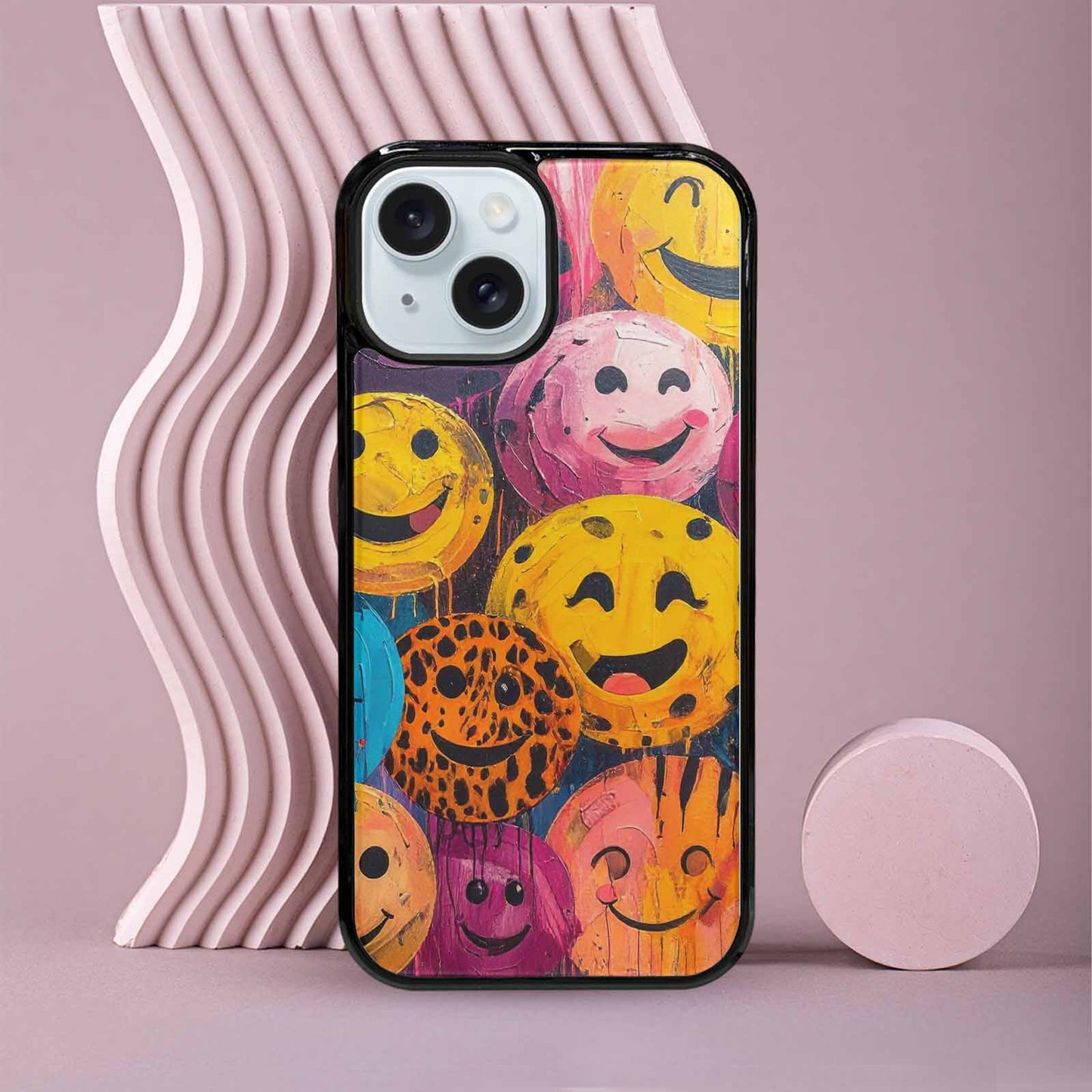iPhone 15 Case — Smiley Faces Animal Printsmile, Custom Printed Phone Case
