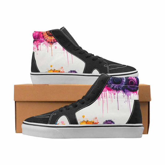 WOMEN'S Tie Dye Black & Pink Ink High Top Canvas Statement Vivid Custom Print Sneakers