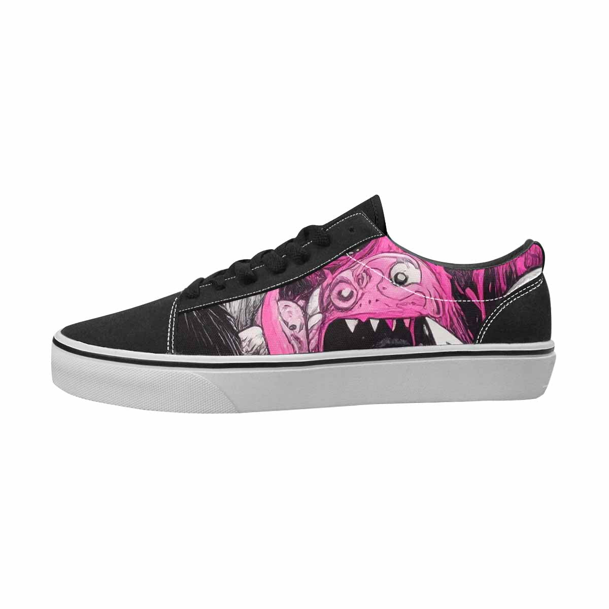 MEN'S Monsters Black & Pink Ink Canvas Artist-designed Wallpaper Art Sneakers