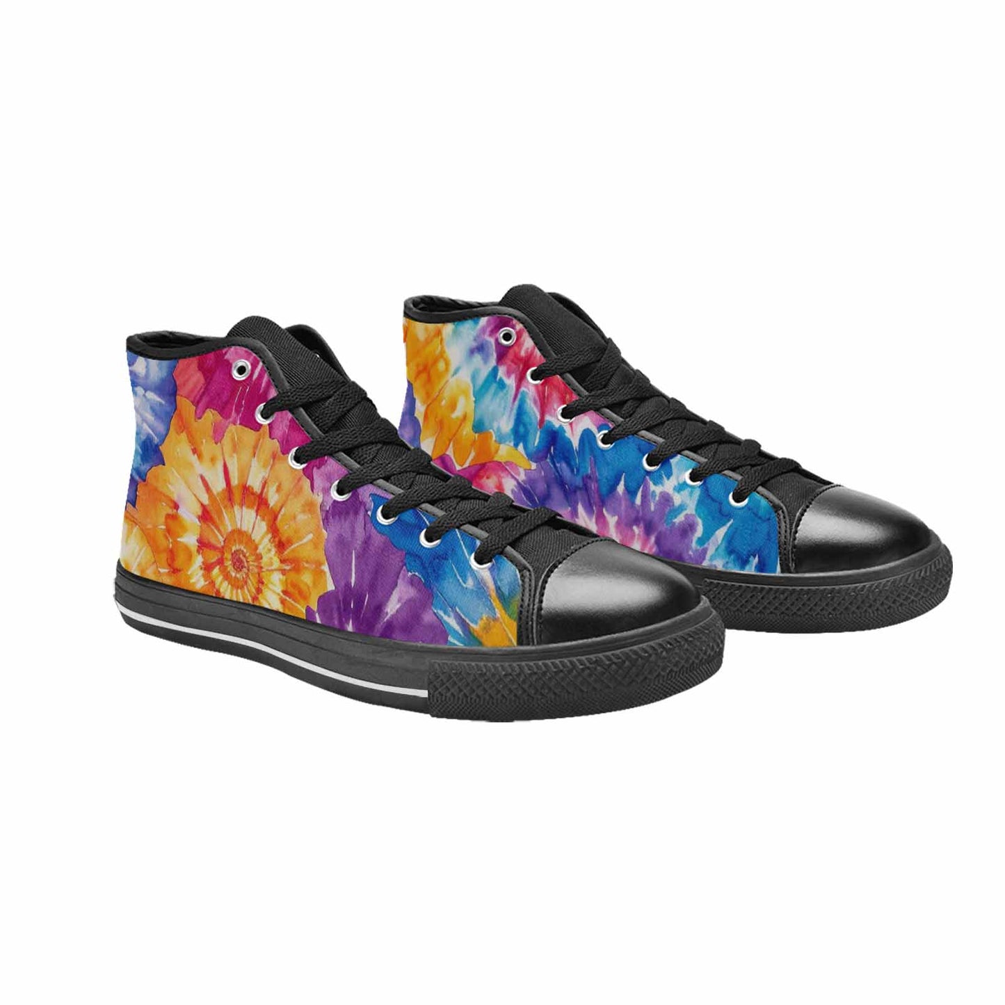 MEN'S Tie Dye Swirl High Top Canvas Vibrant Chaos Custom Shoes