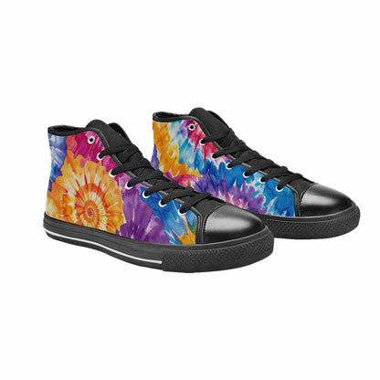MEN'S Tie Dye Swirl High Top Canvas Vibrant Chaos Custom Shoes