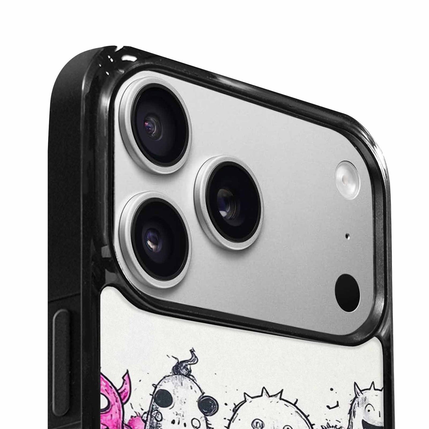 iPhone 17 Pro Max Case — Black &amp; Pink Ink Cartoon Cute, Original Design Phone Case